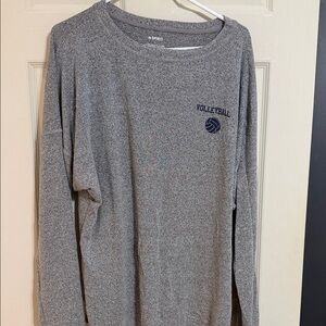 Spirit Gray Long Sleeve lightweight Volleyball Tee with Navy Graphic